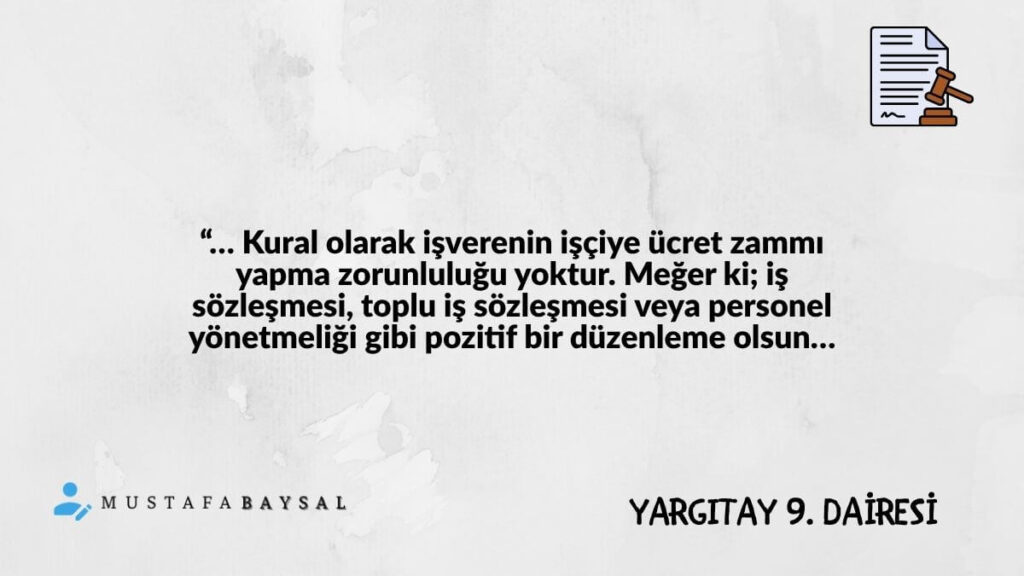 işveren zam yapma zorunluluğu yargıtay