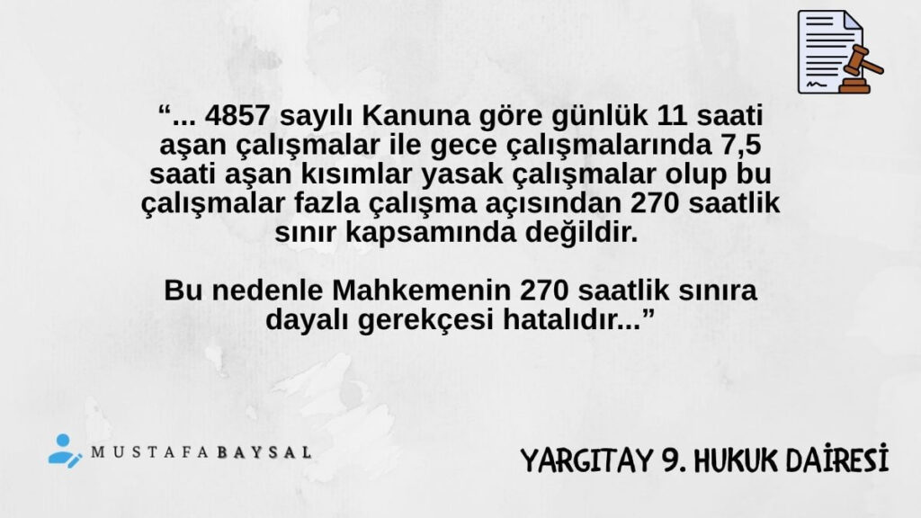 fazla mesai dahil iş sözleşmesi yargıtay kararı