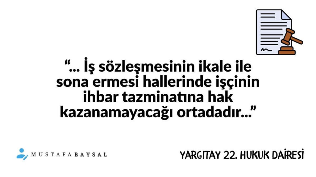 ikale sözleşmesi ihbar süresi yargıtay kararı