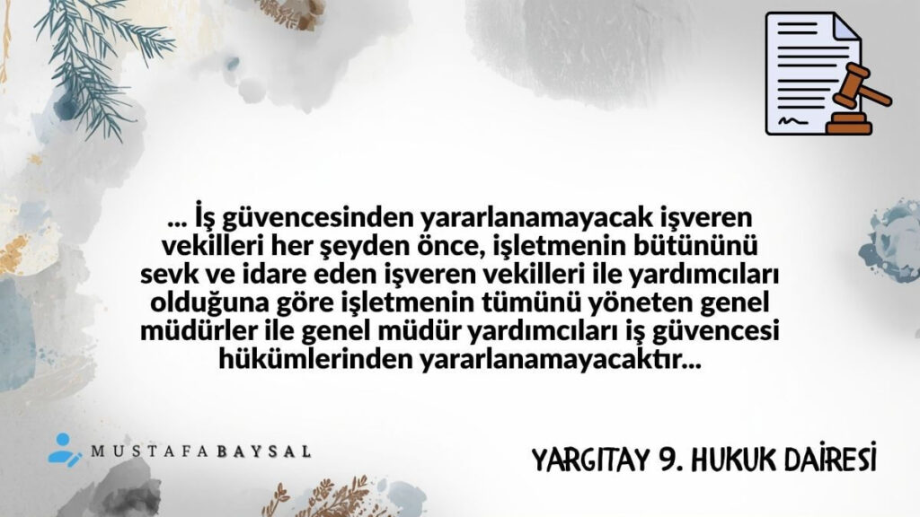 genel müdür yardımcısı işe iade yargıtay kararı