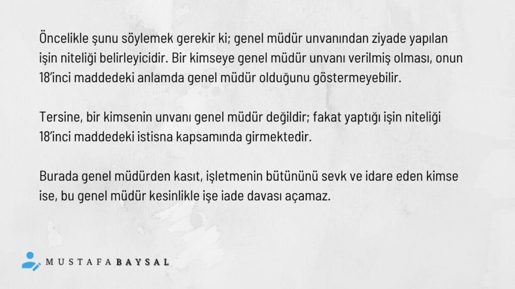 genel müdür işe iade hakkı